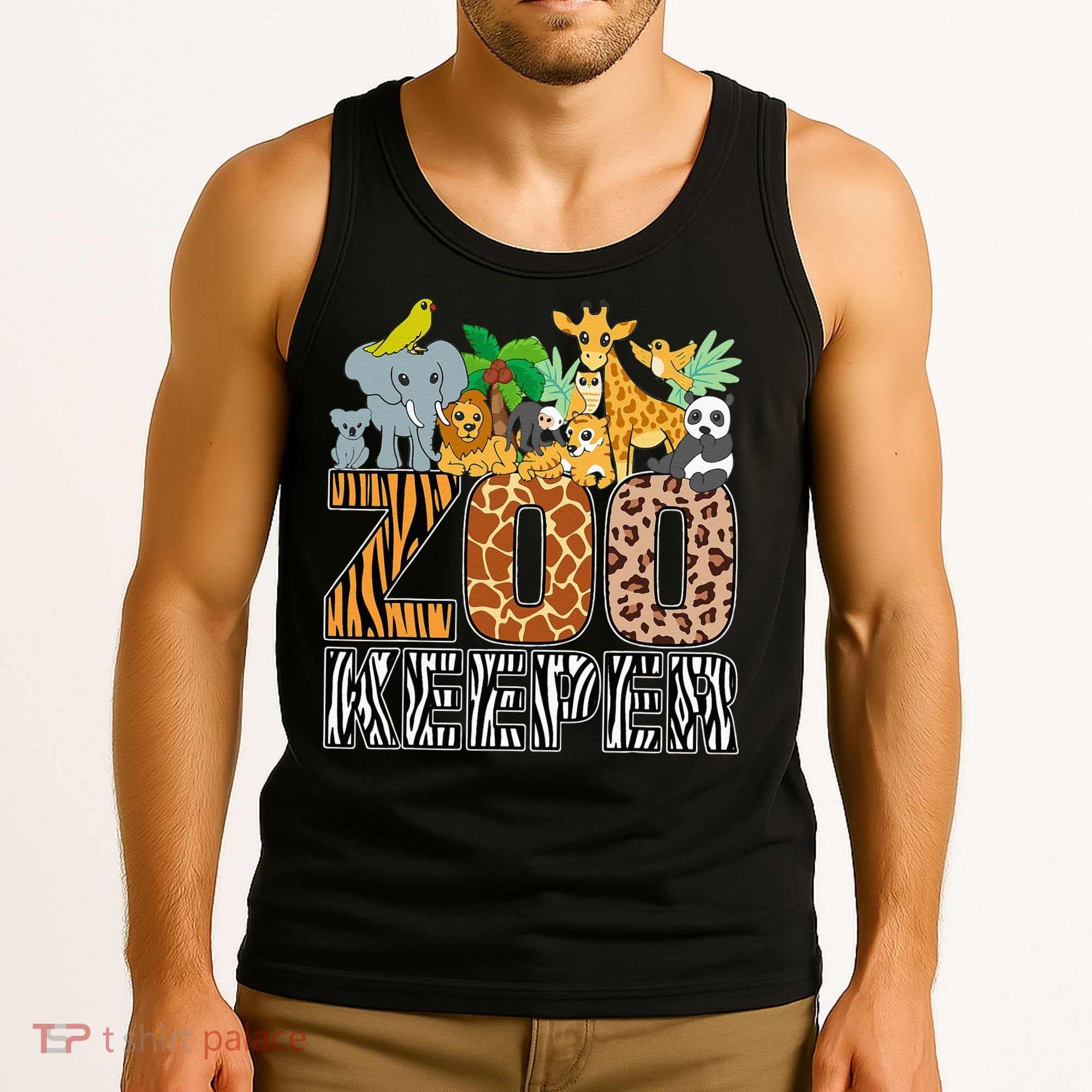 Zookeeper Costume Zebra Wild Print African Animal Keeper Tank Top