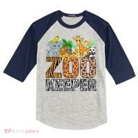 Zookeeper Costume Zebra Wild Print African Animal Keeper Kids Colorblock Raglan Jersey thumb 0