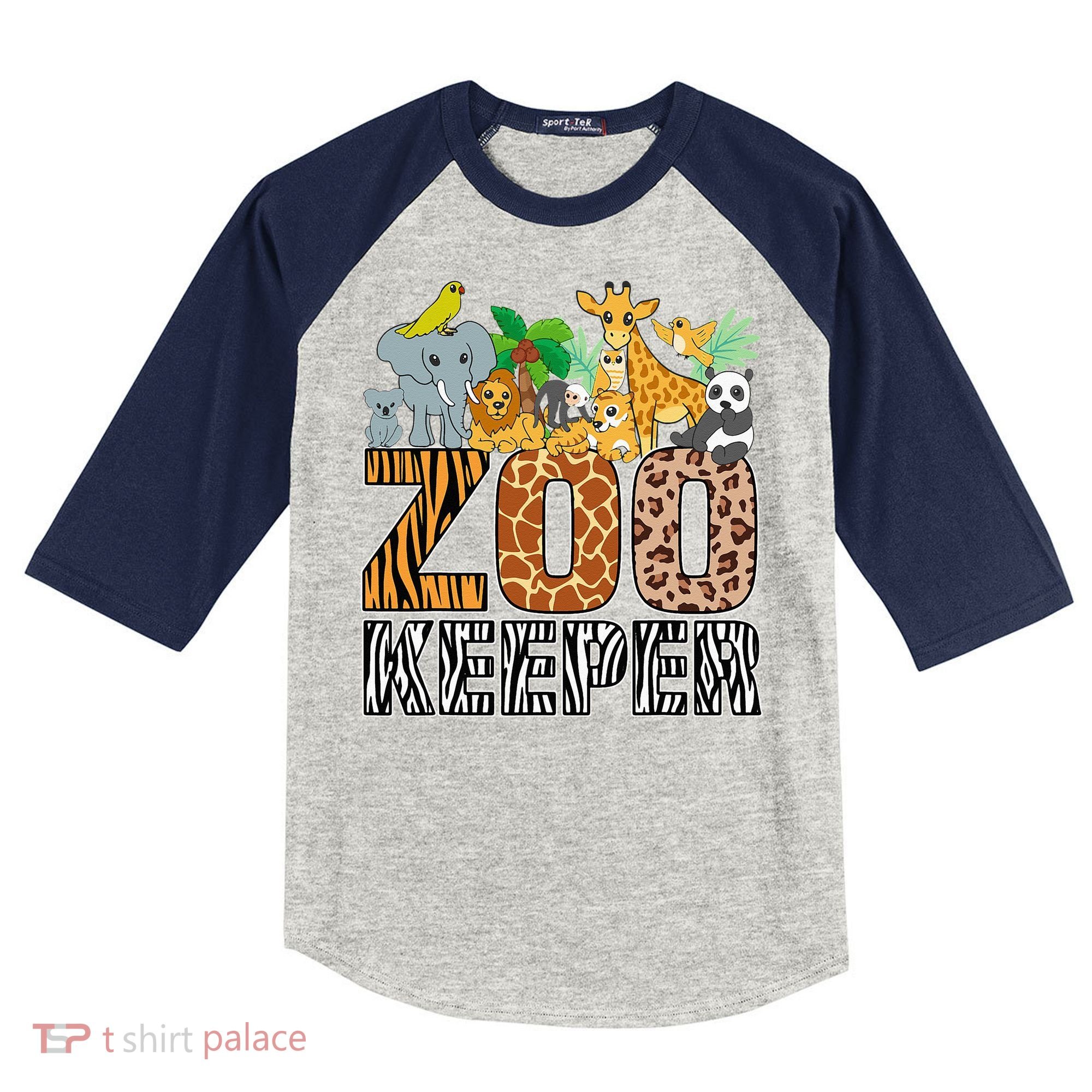Zookeeper Costume Zebra Wild Print African Animal Keeper Kids Colorblock Raglan Jersey