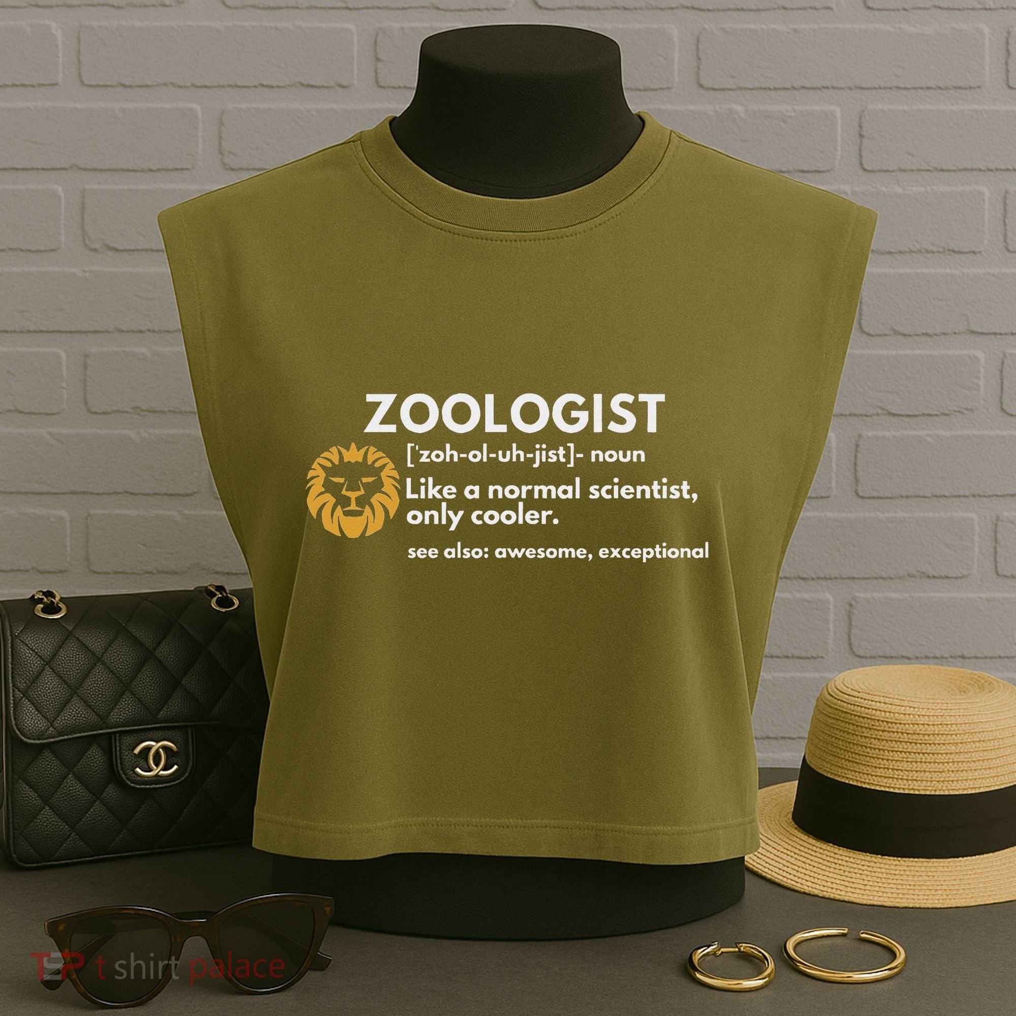 Zoologist Definition Funny Zoology Science Garment-Dyed Women's Muscle Tee