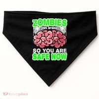 Zombies Eat Brains So You Are Safe Now USA-Made Doggie Bandana thumb 0