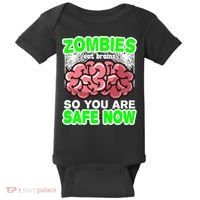 Zombies Eat Brains So You Are Safe Now Baby Bodysuit thumb 0