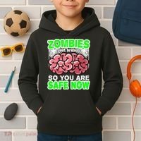 Zombies Eat Brains So You Are Safe Now Kids Hoodie thumb 2