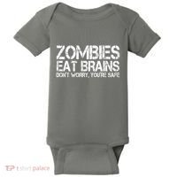 Zombies Eat Brains Dont Worry Youre Safe Funny Baby Bodysuit thumb 0