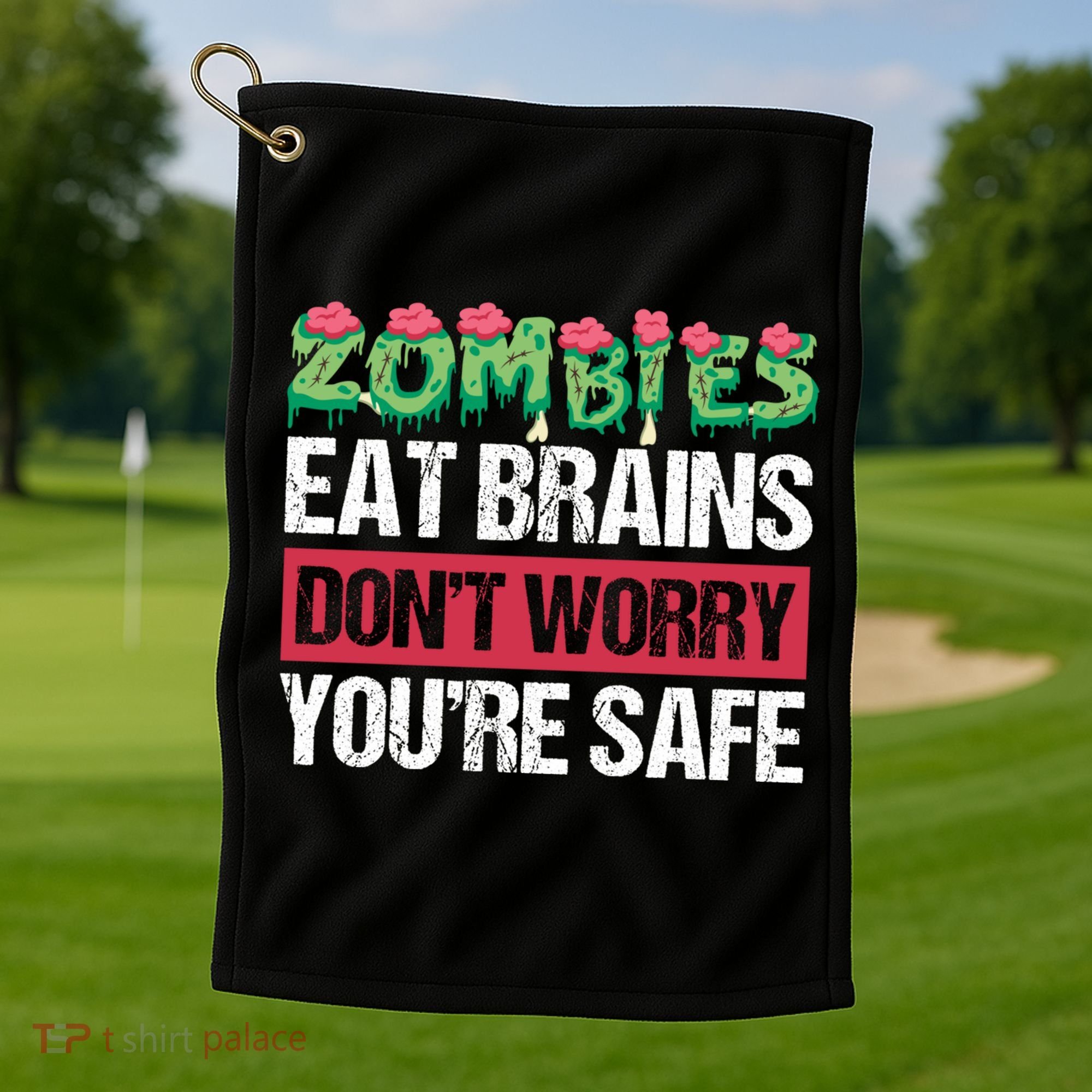 Zombies Eat Brains For Halloween Cute Gift Golf Towel