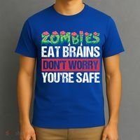 Zombies Eat Brains For Halloween Cute Gift T-Shirt thumb 3