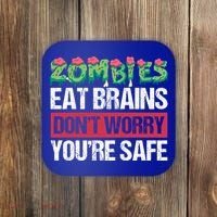 Zombies Eat Brains For Halloween Cute Gift Coaster thumb 0