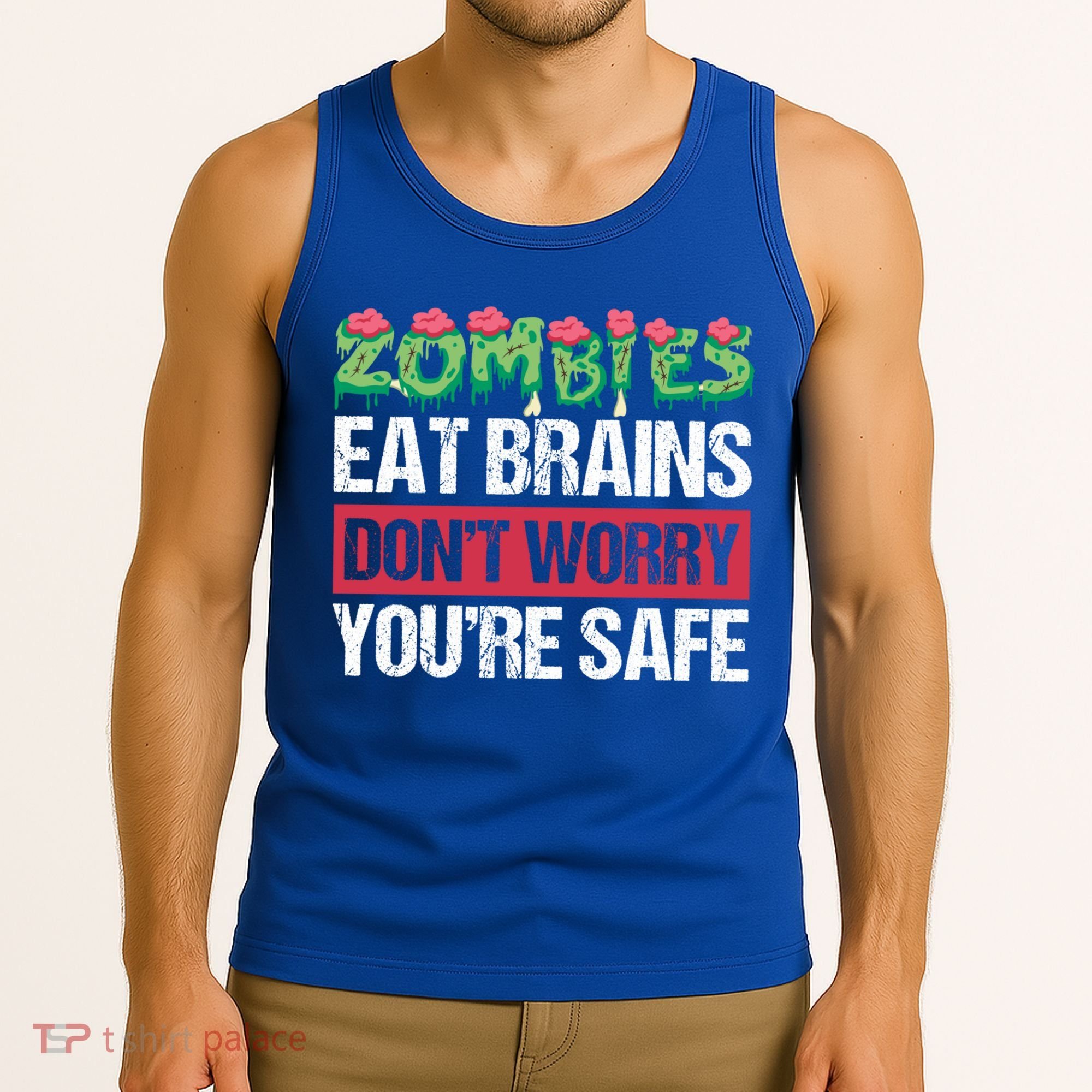 Zombies Eat Brains For Halloween Cute Gift Tank Top