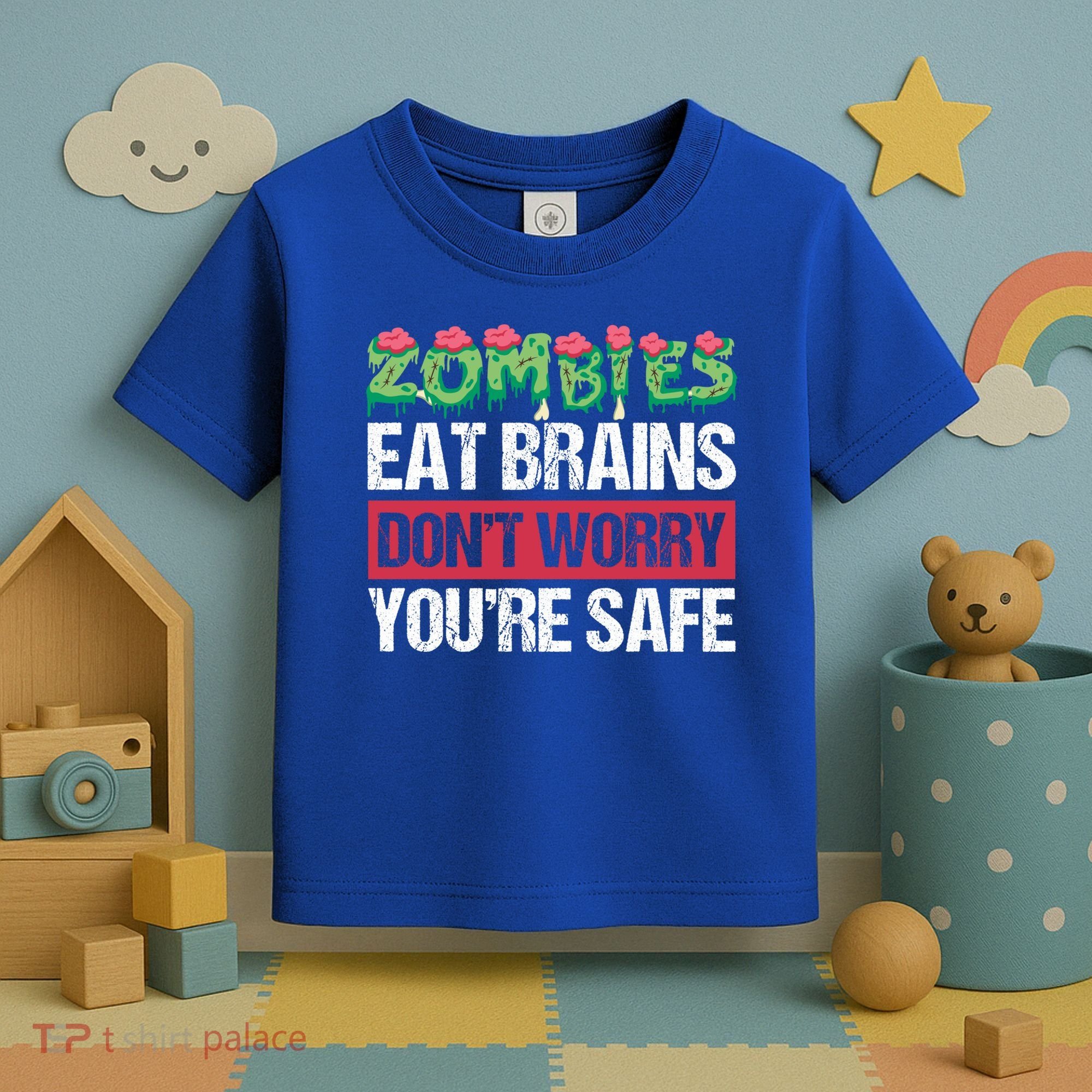 Zombies Eat Brains For Halloween Cute Gift Toddler T-Shirt
