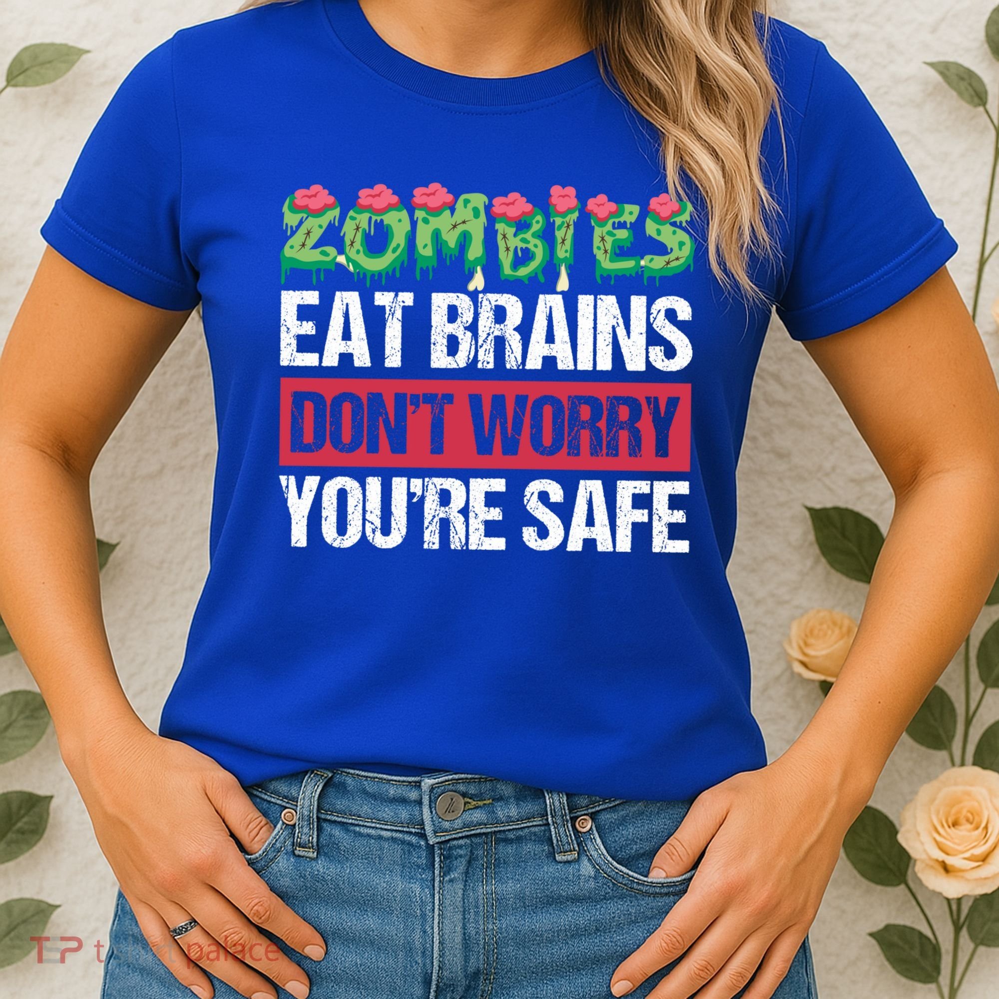 Zombies Eat Brains For Halloween Cute Gift Women's T-Shirt