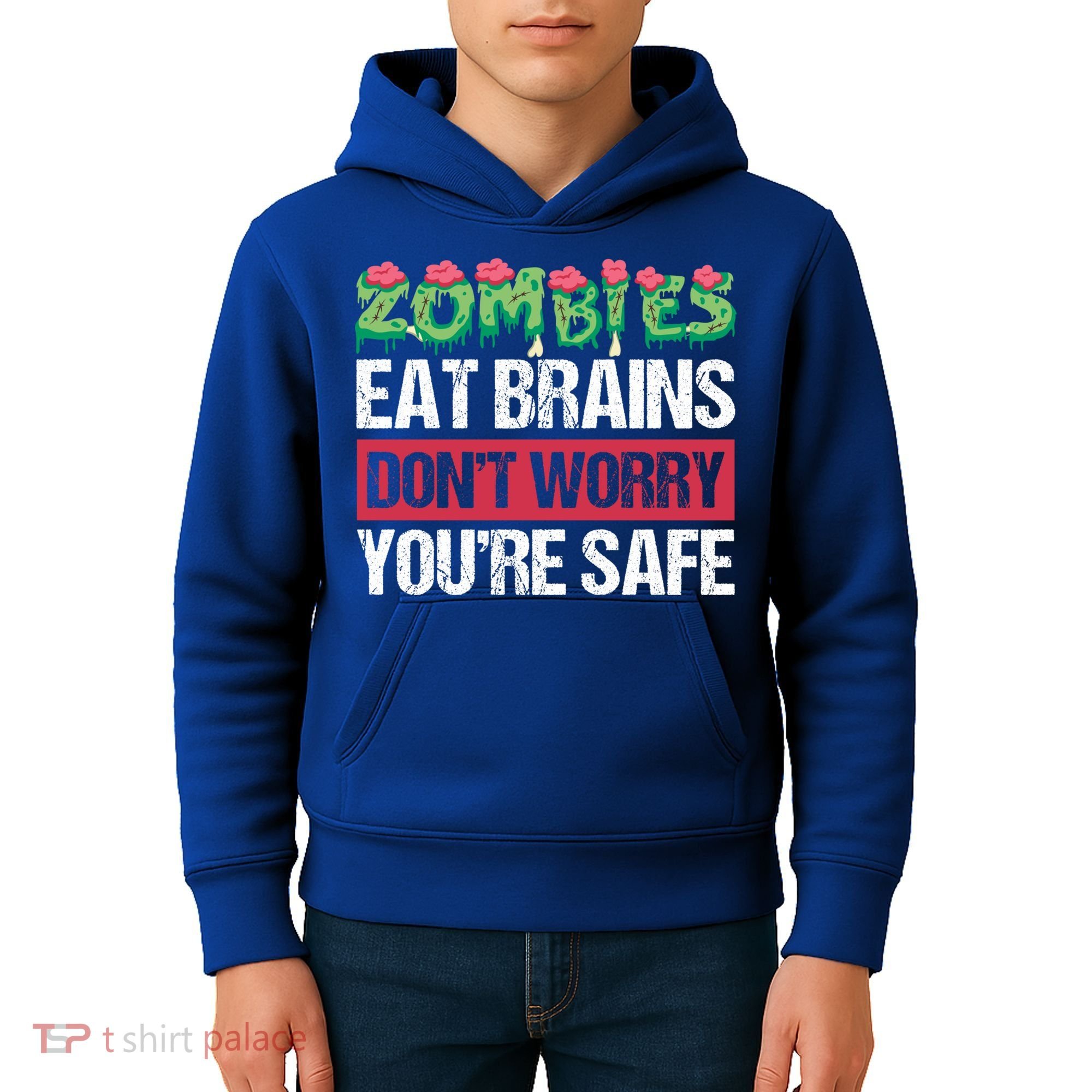 Zombies Eat Brains For Halloween Cute Gift Kids Hoodie