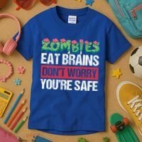 Zombies Eat Brains For Halloween Cute Gift Kids T-Shirt thumb 3