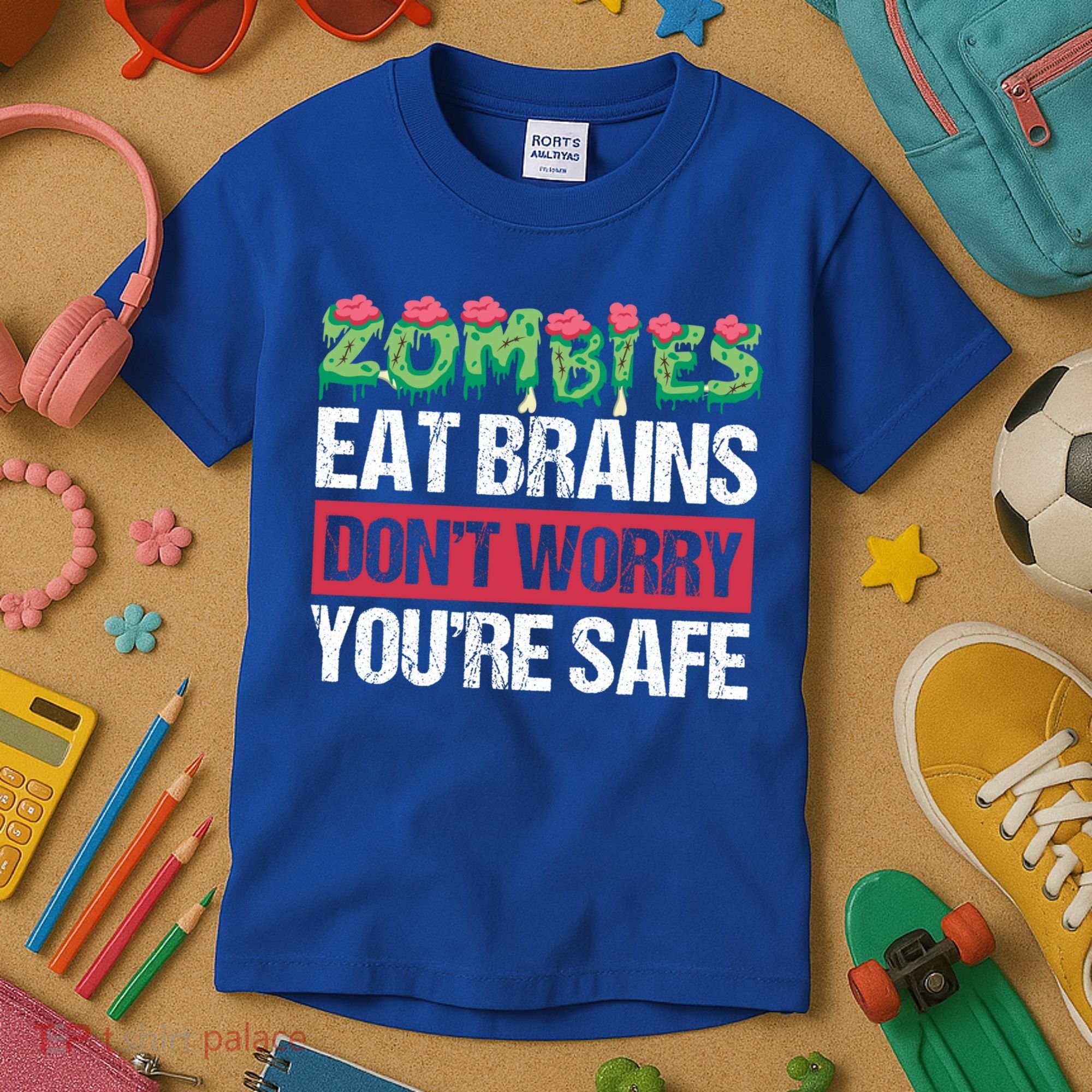 Zombies Eat Brains For Halloween Cute Gift Kids T-Shirt