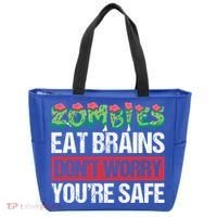 Zombies Eat Brains For Halloween Cute Gift Tote Bag thumb 0