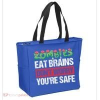 Zombies Eat Brains For Halloween Cute Gift Tote Bag thumb 2