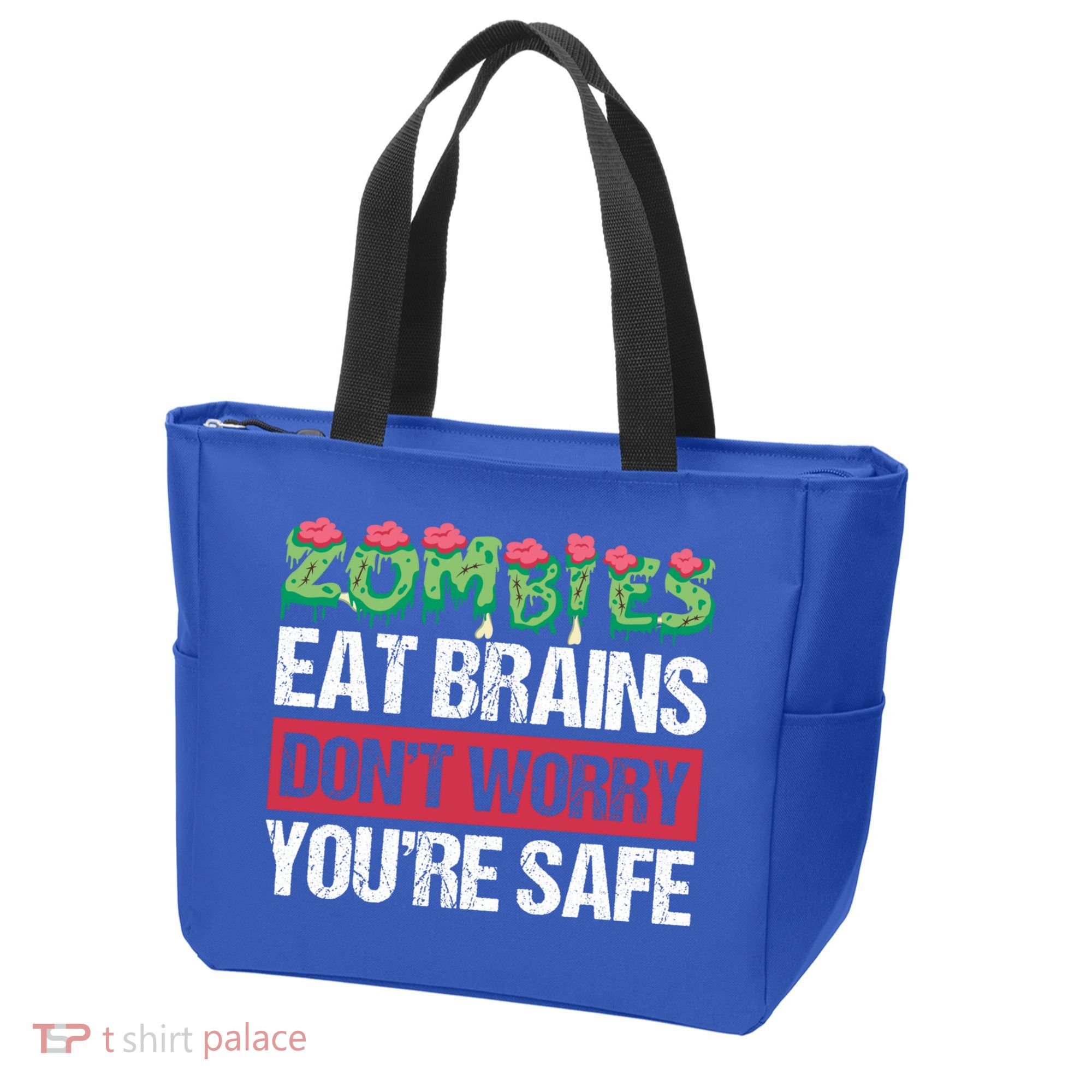 Zombies Eat Brains For Halloween Cute Gift Tote Bag