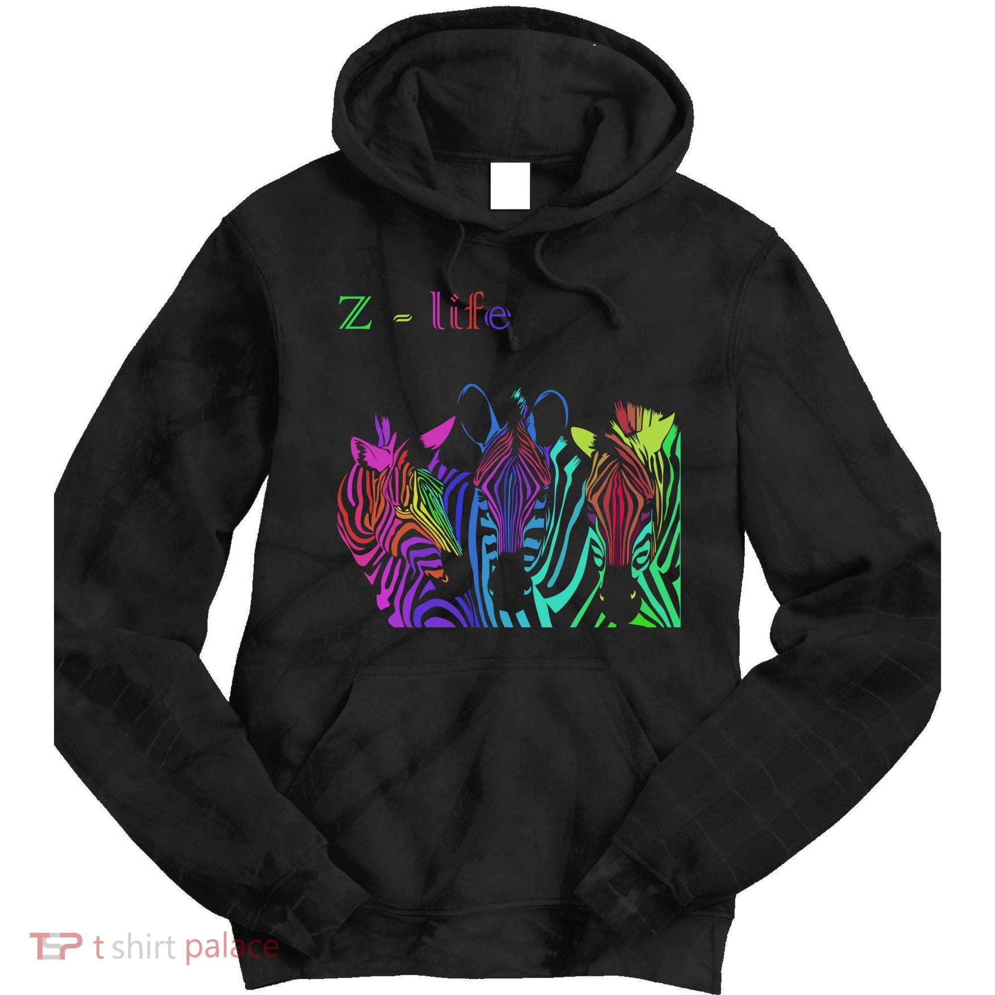 Zebra Life Z Three Zebras Tie Dye Hoodie