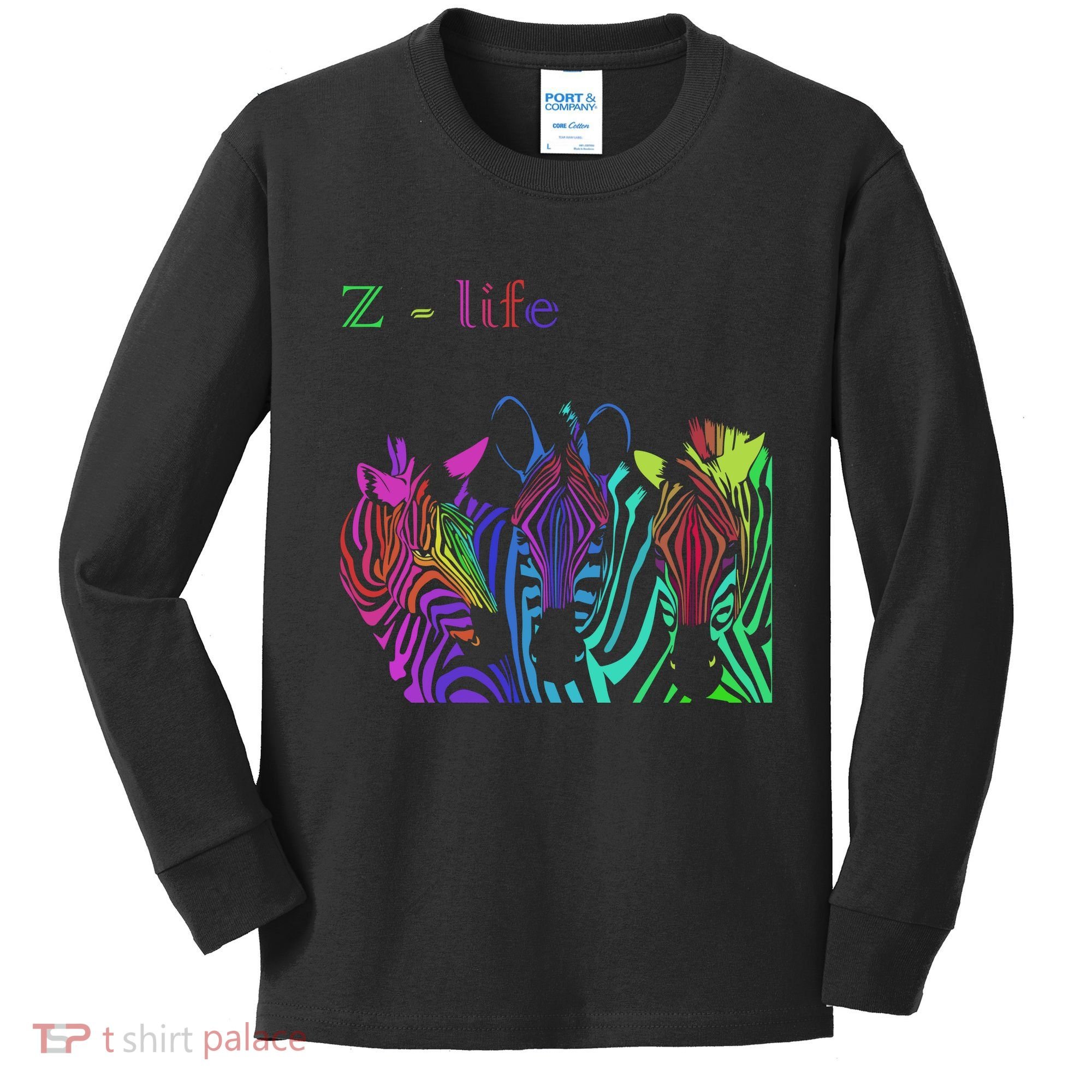 Zebra Life Z Three Zebras Kids Long Sleeve Shirt