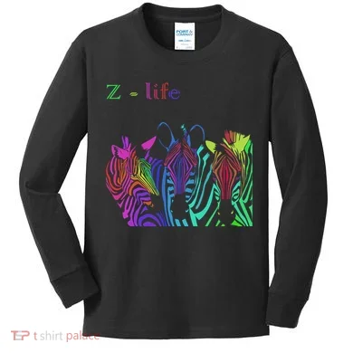 Zebra Life Z Three Zebras Kids Long Sleeve Shirt