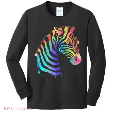 Zebra Neon Kids Long Sleeve Shirt