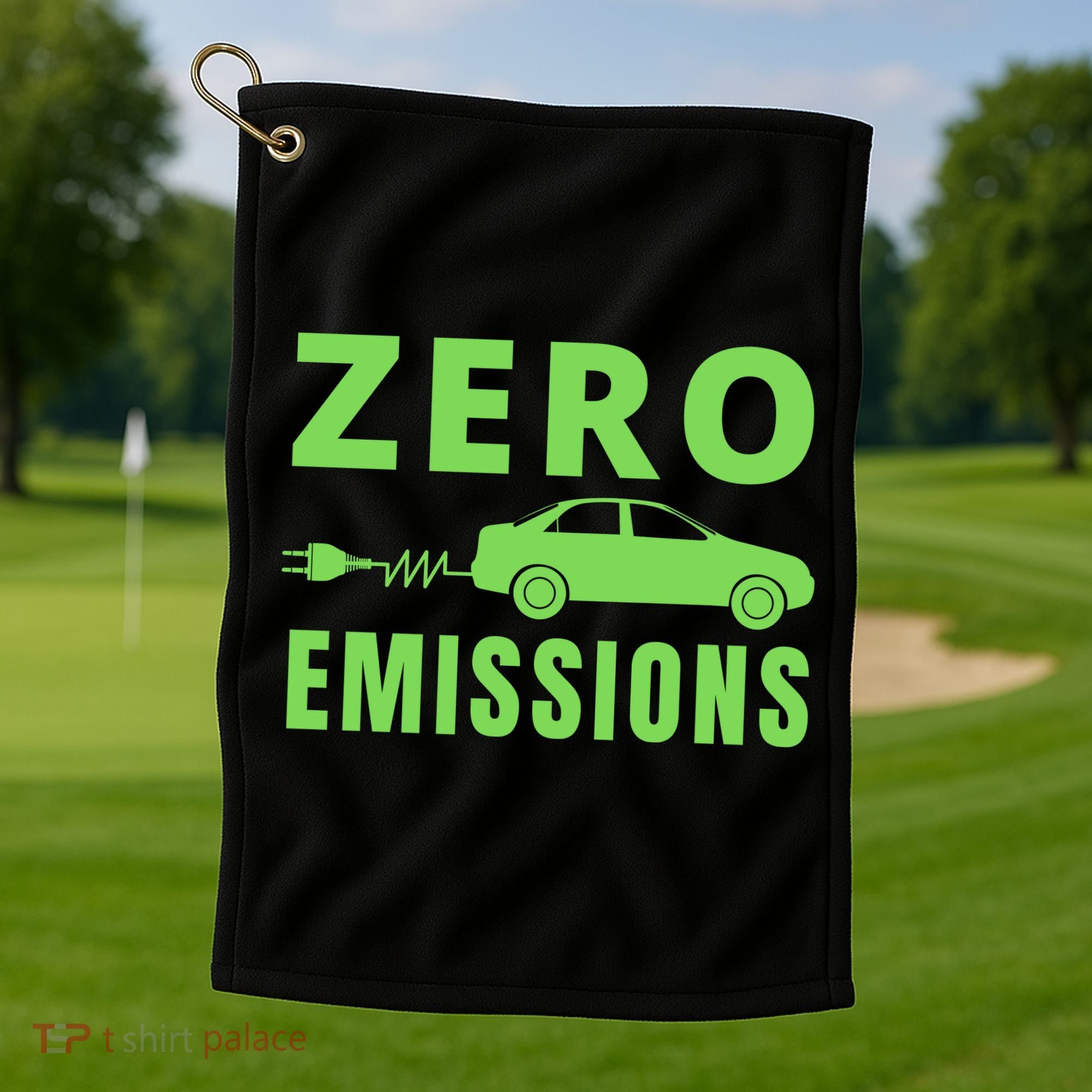 Zero Emissions Funny Electric Car Funny Electric Car Plug Me In E-Car Golf Towel