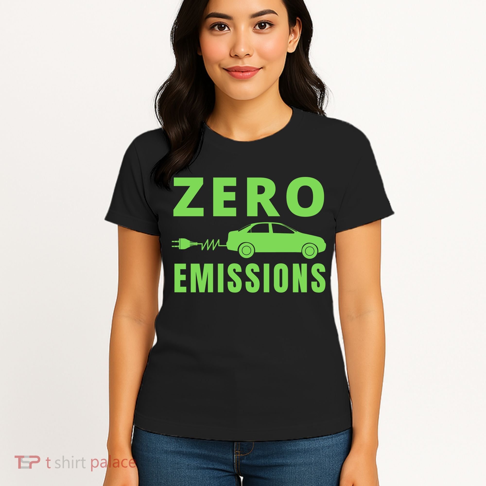 Zero Emissions Funny Electric Car Funny Electric Car Plug Me In E-Car Women's T-Shirt