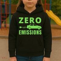 Zero Emissions Funny Electric Car Funny Electric Car Plug Me In E-Car Kids Hoodie thumb 3