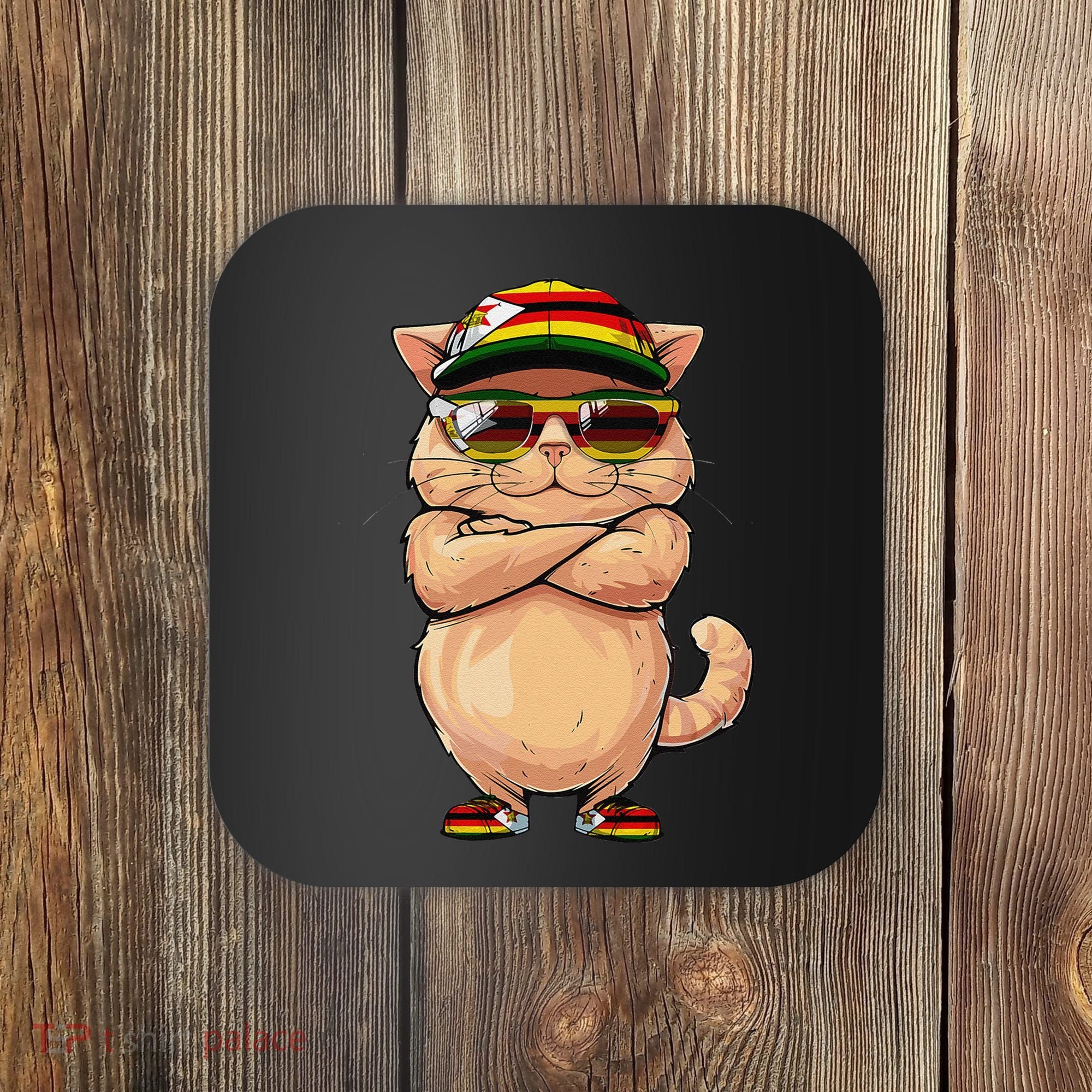 Zimbabwean Flag Cat Mom Souvenirs Products Kitten Zimbabwe Coaster