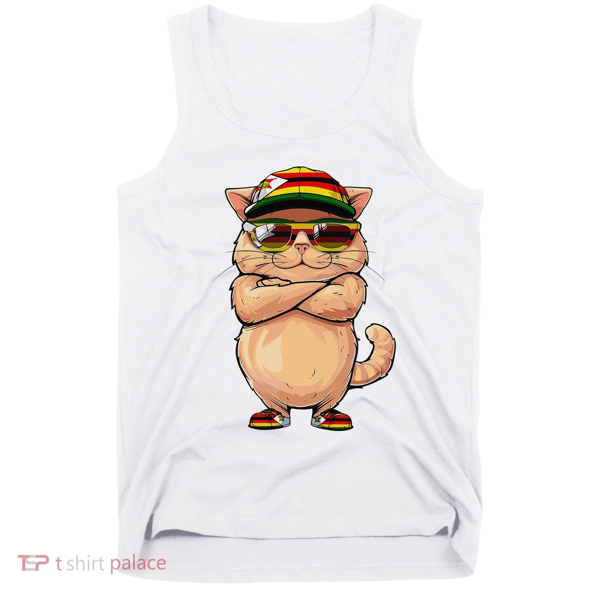 Zimbabwean Flag Cat Mom Souvenirs Products Kitten Zimbabwe Tank Top