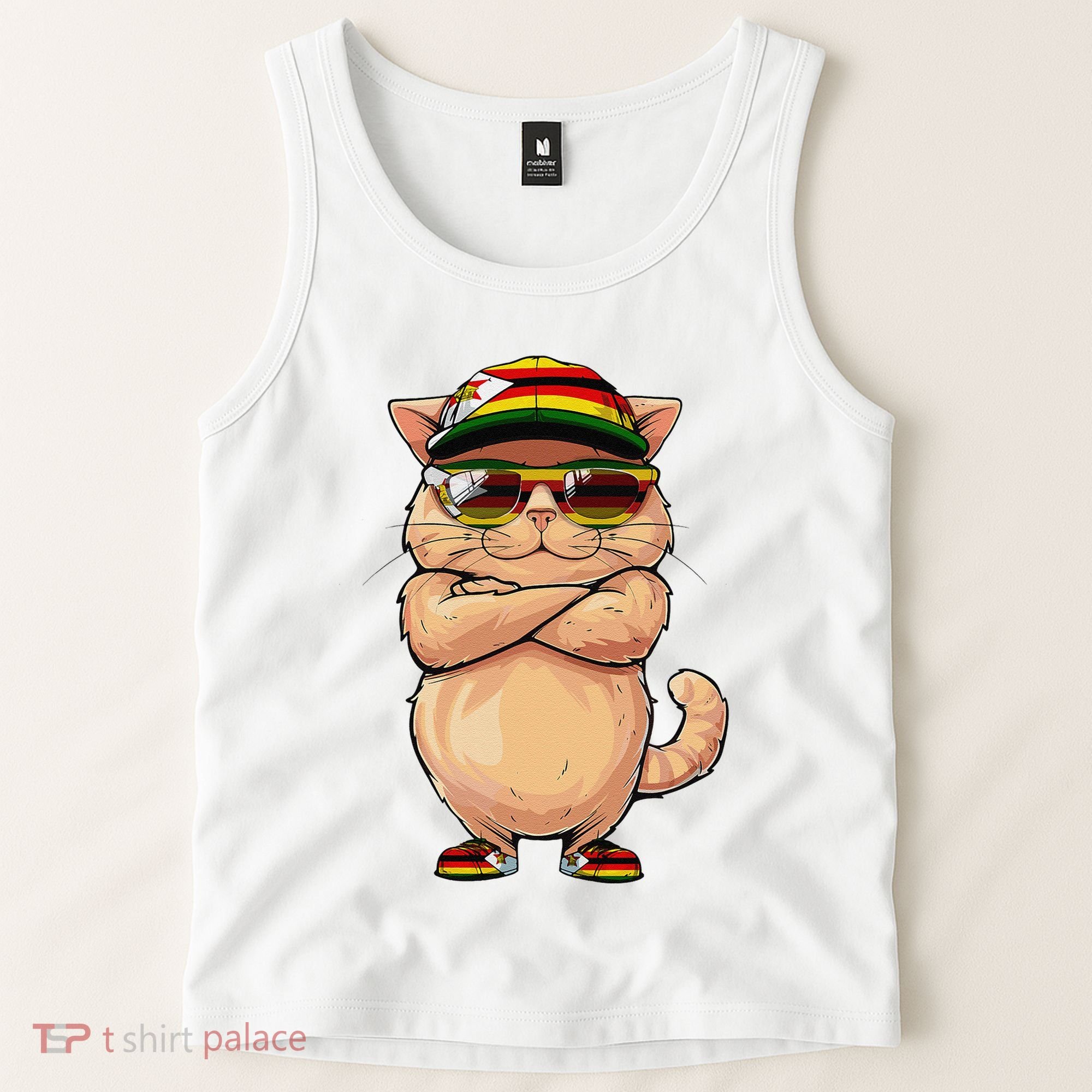 Zimbabwean Flag Cat Mom Souvenirs Products Kitten Zimbabwe Tank Top
