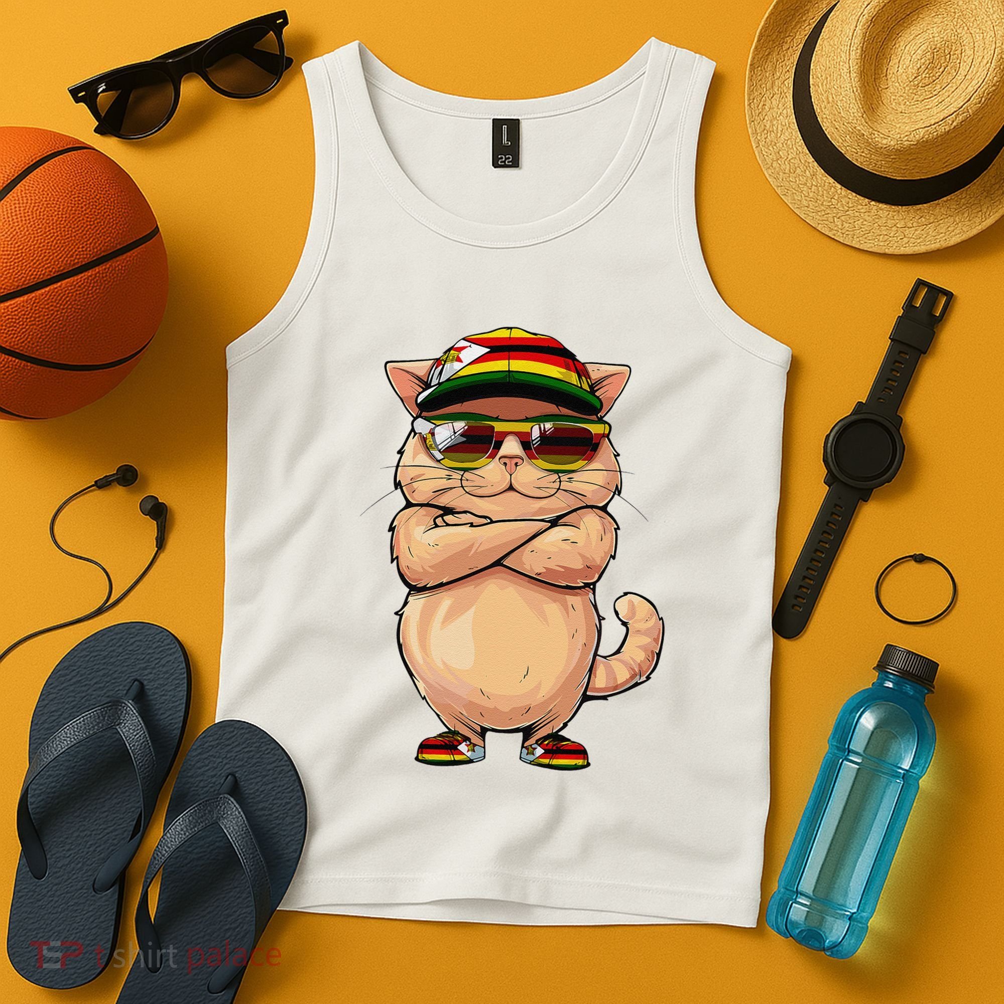 Zimbabwean Flag Cat Mom Souvenirs Products Kitten Zimbabwe Tank Top