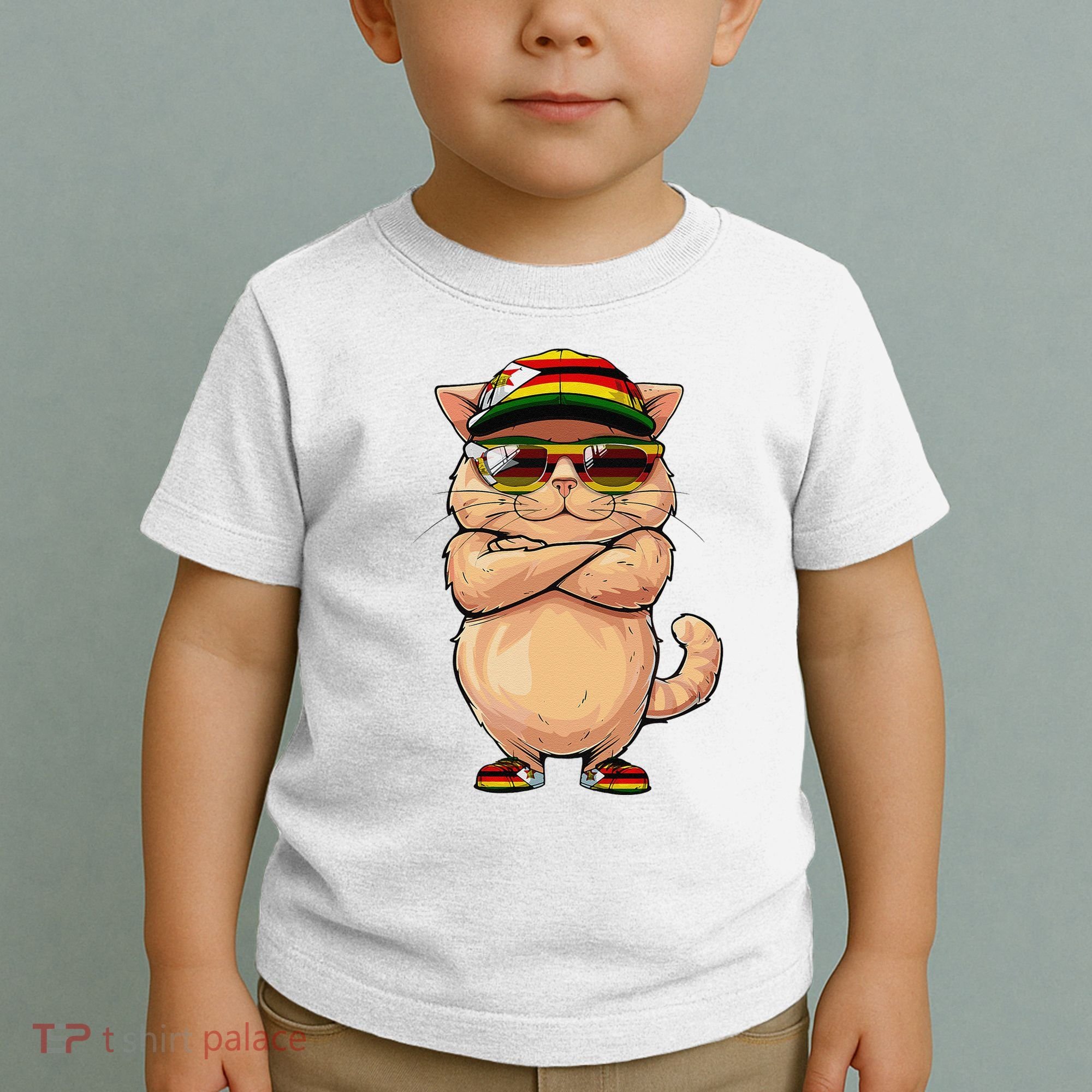 Zimbabwean Flag Cat Mom Souvenirs Products Kitten Zimbabwe Toddler T-Shirt