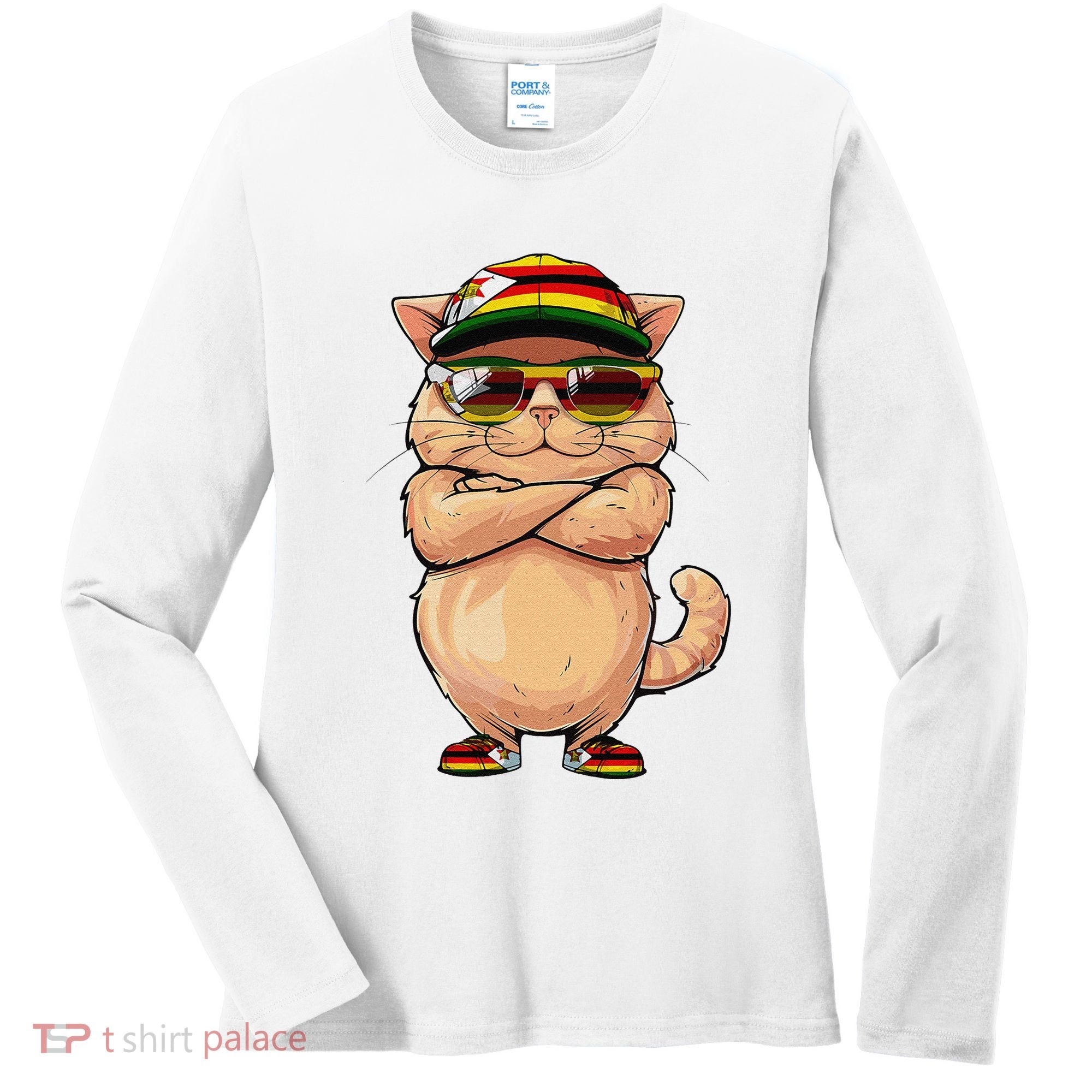 Zimbabwean Flag Cat Mom Souvenirs Products Kitten Zimbabwe Women's Long Sleeve Shirt