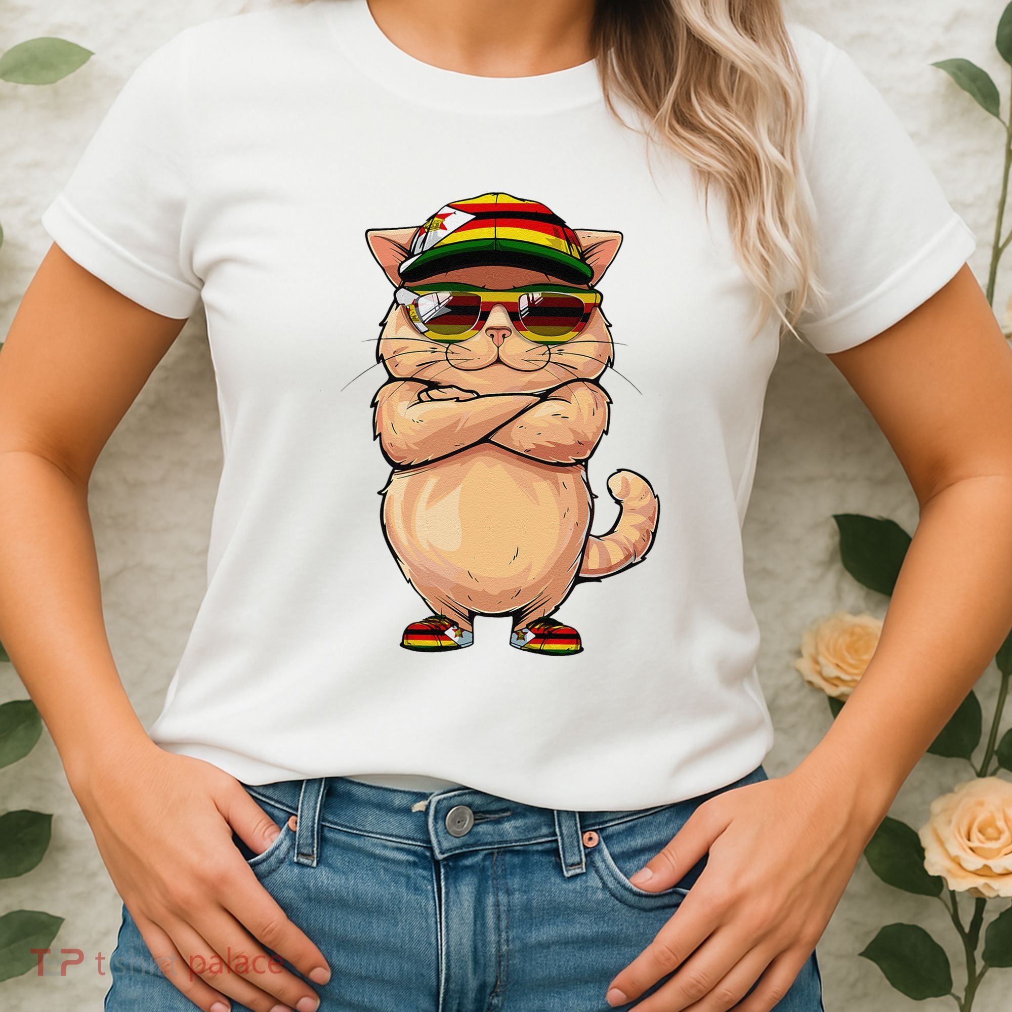 Zimbabwean Flag Cat Mom Souvenirs Products Kitten Zimbabwe Women's T-Shirt