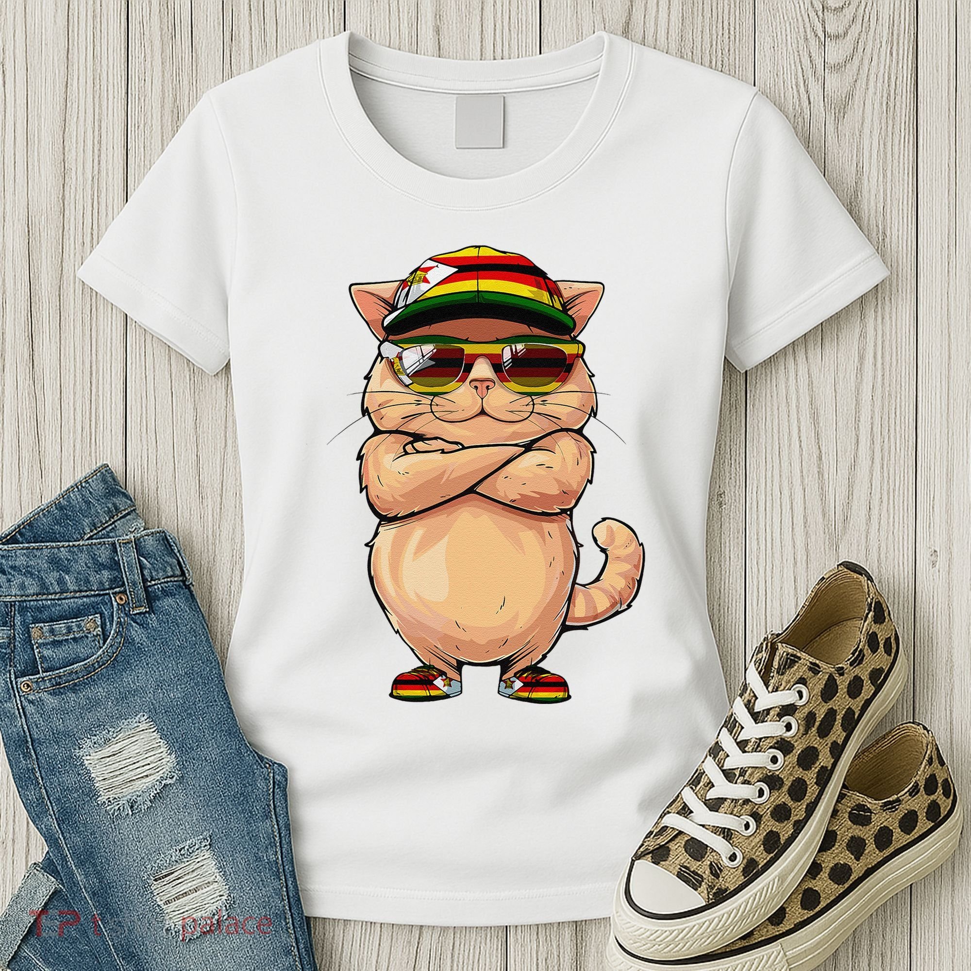 Zimbabwean Flag Cat Mom Souvenirs Products Kitten Zimbabwe Women's T-Shirt