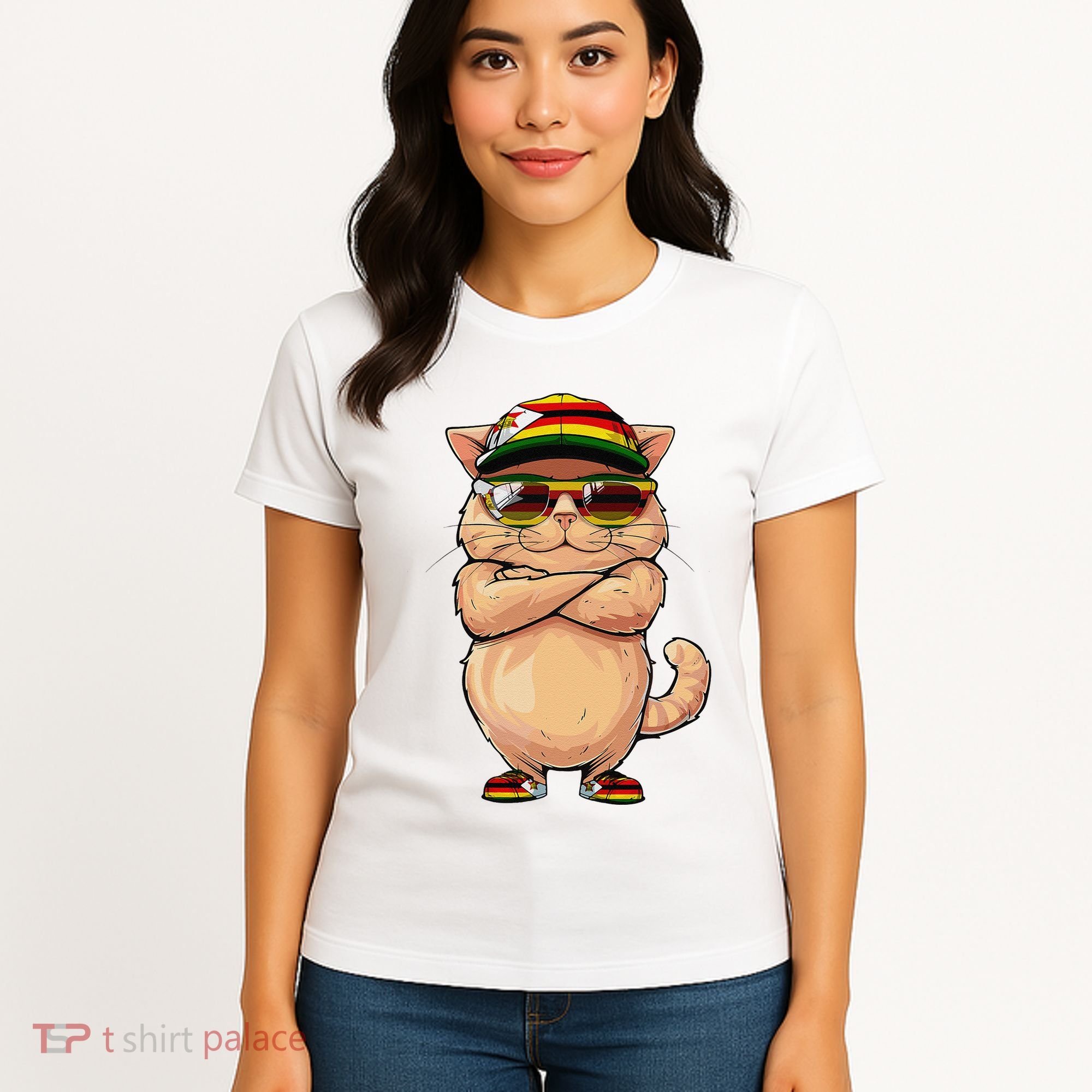 Zimbabwean Flag Cat Mom Souvenirs Products Kitten Zimbabwe Women's T-Shirt
