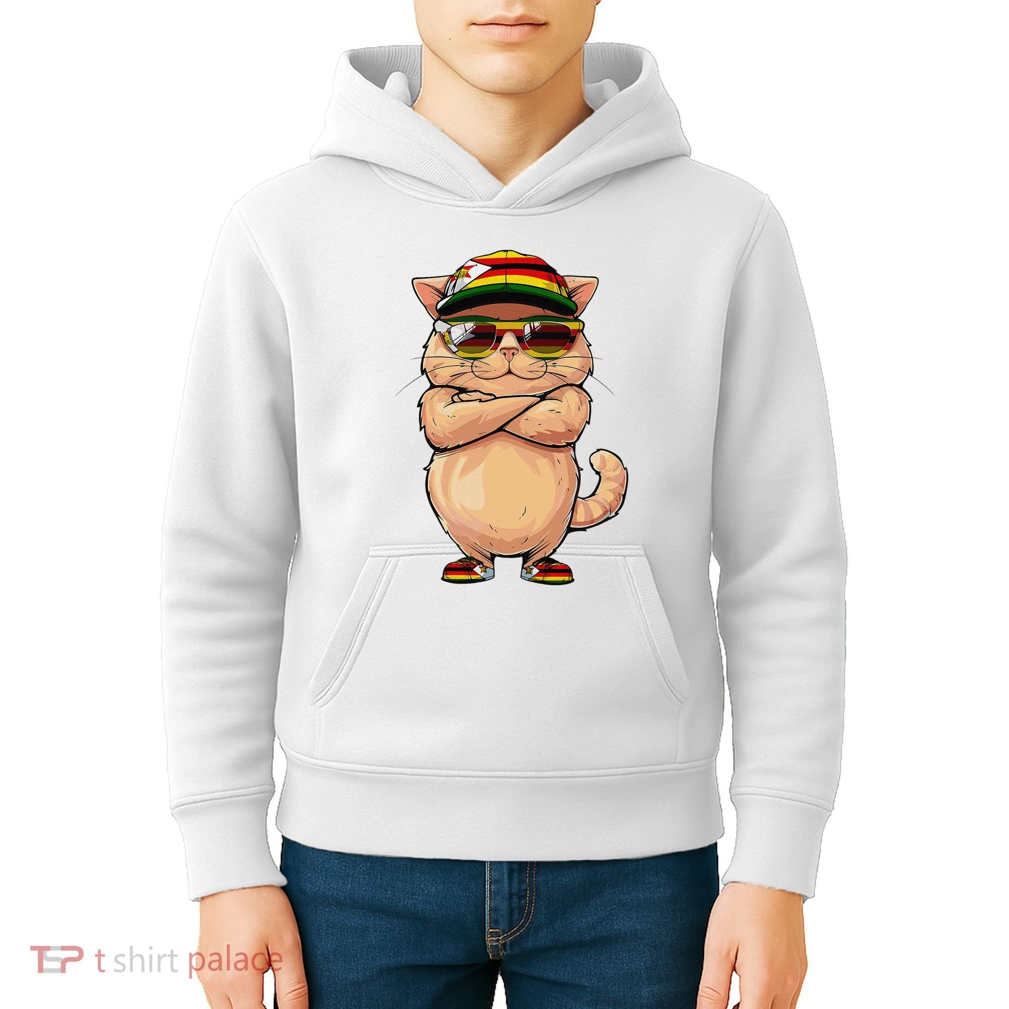 Zimbabwean Flag Cat Mom Souvenirs Products Kitten Zimbabwe Kids Hoodie