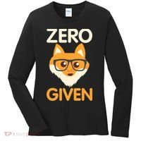 Zero Fox Given Funny Foxes Glasses Don't Care No Fox Given Women's Long Sleeve Shirt thumb 0