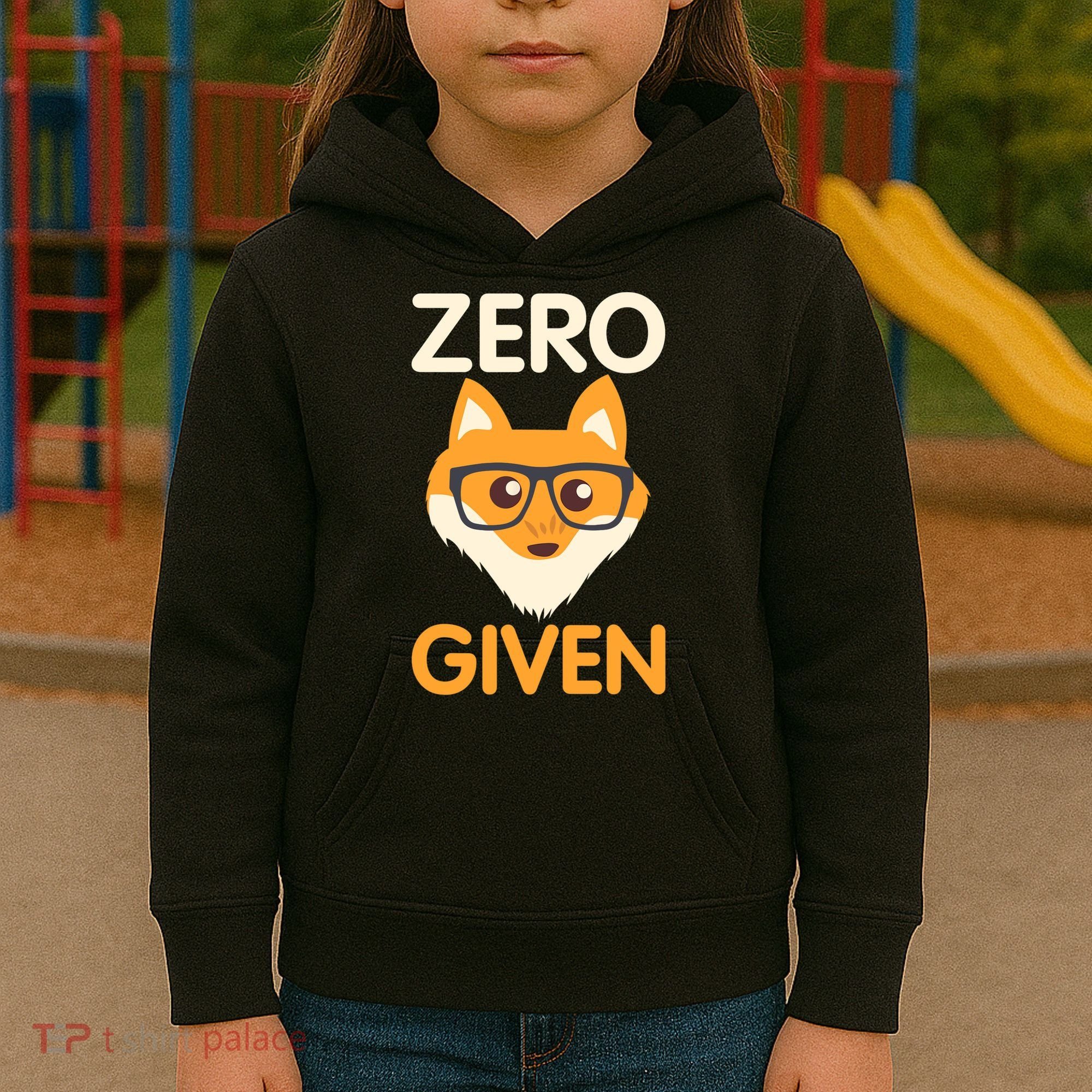 Zero Fox Given Funny Foxes Glasses Don't Care No Fox Given Kids Hoodie