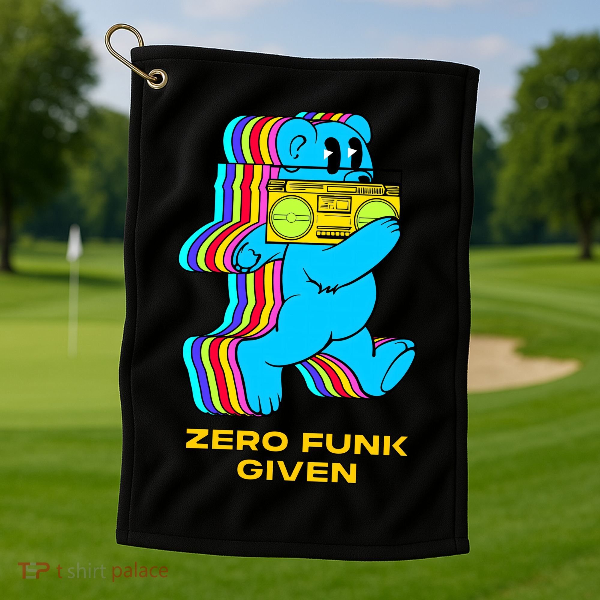 Zero Funk Given Retro Bear Boombox Golf Towel