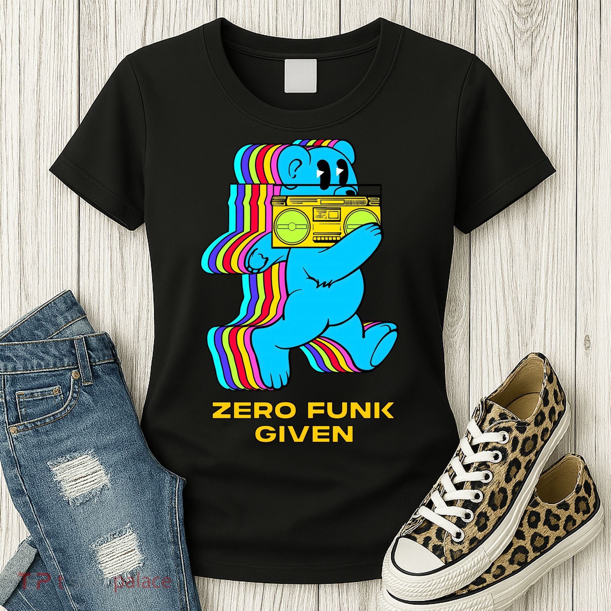 Zero Funk Given Retro Bear Boombox Women's T-Shirt