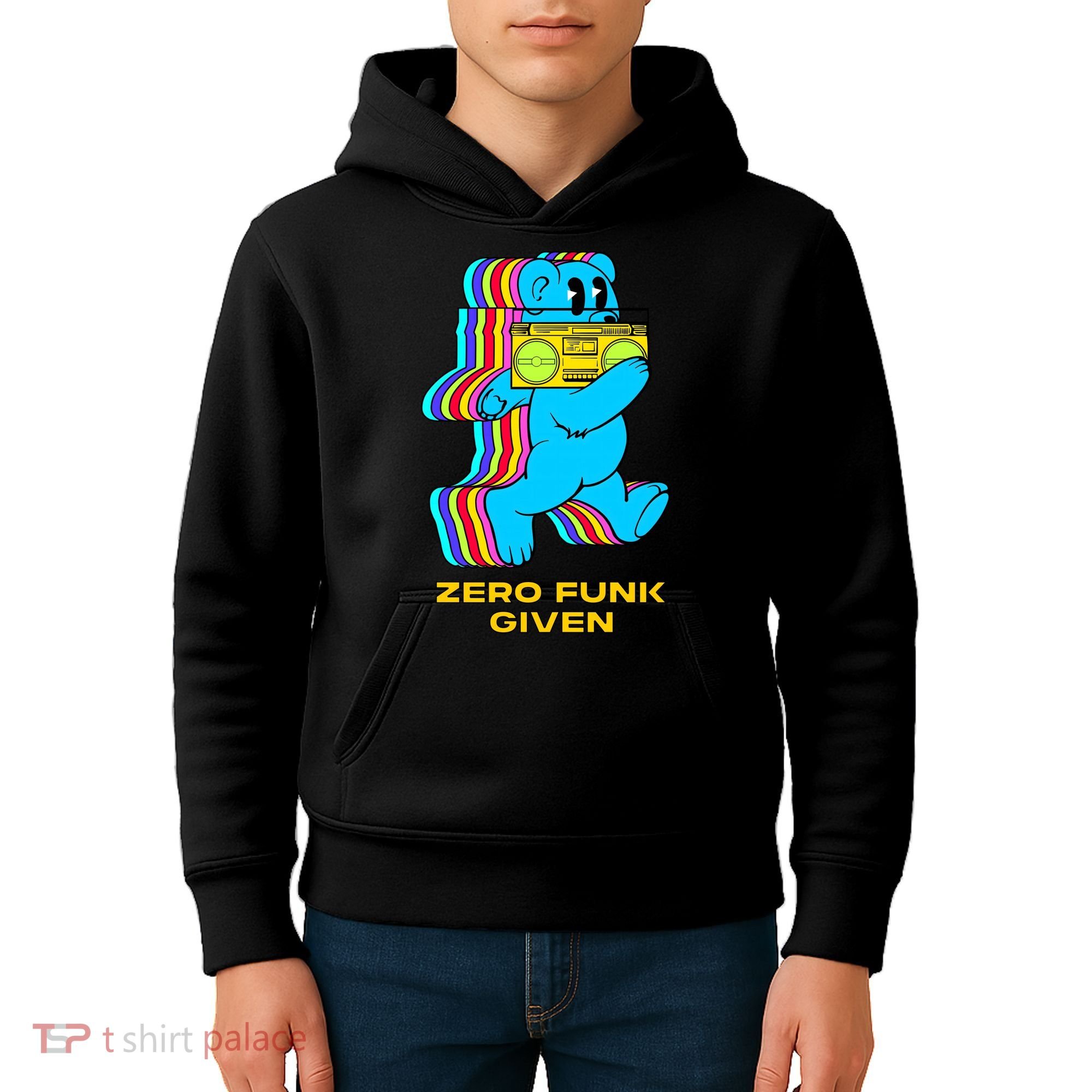 Zero Funk Given Retro Bear Boombox Kids Hoodie