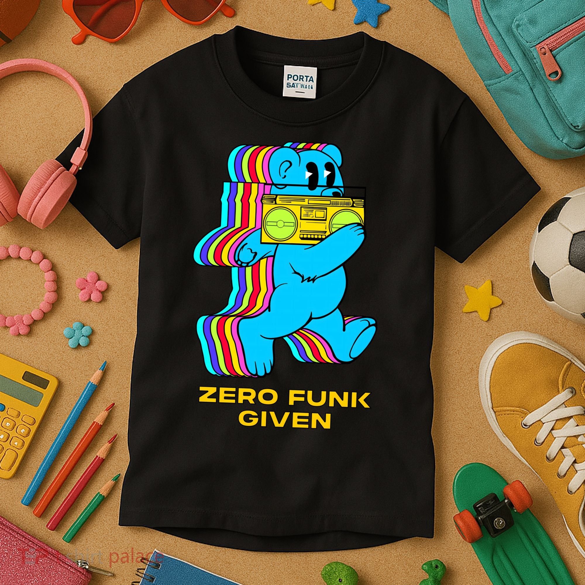 Zero Funk Given Retro Bear Boombox Kids T-Shirt