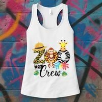 Zoo Giraffe Crew Safari Animal Zoo Keeper Costume Gifts Women's Tank Top thumb 3