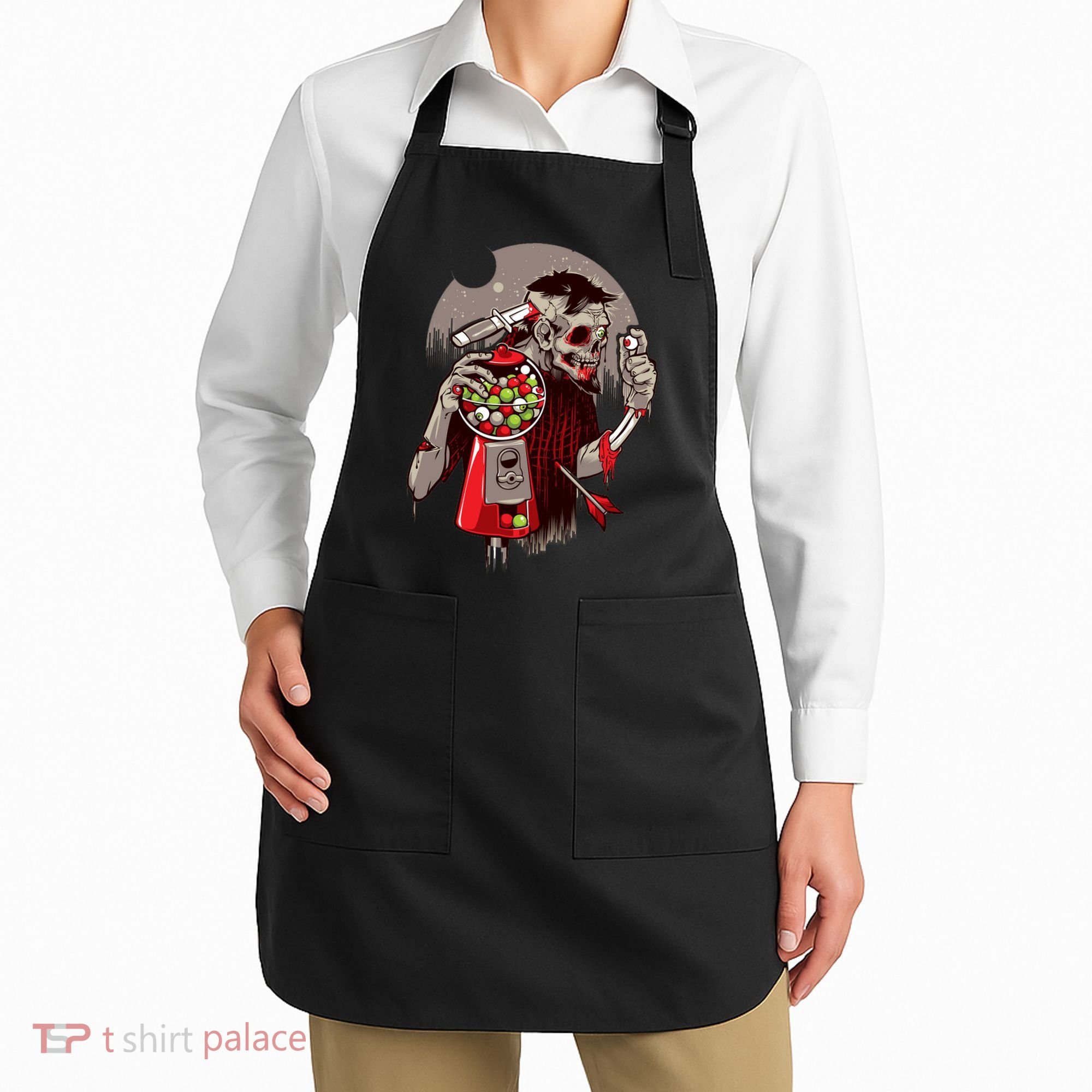 Zombie Gumballs Eyes Brains Halloween Apron
