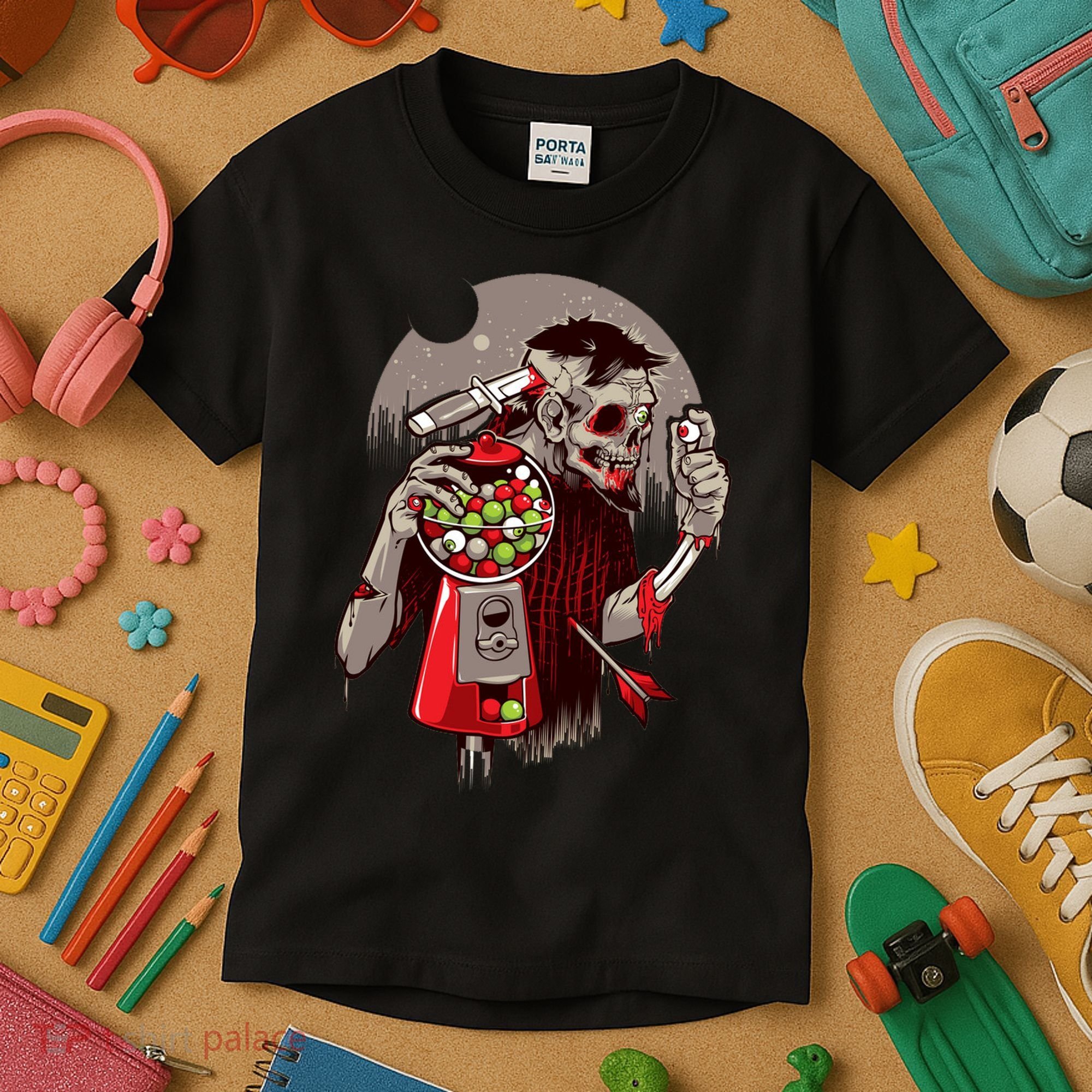 Zombie Gumballs Eyes Brains Halloween Kids T-Shirt
