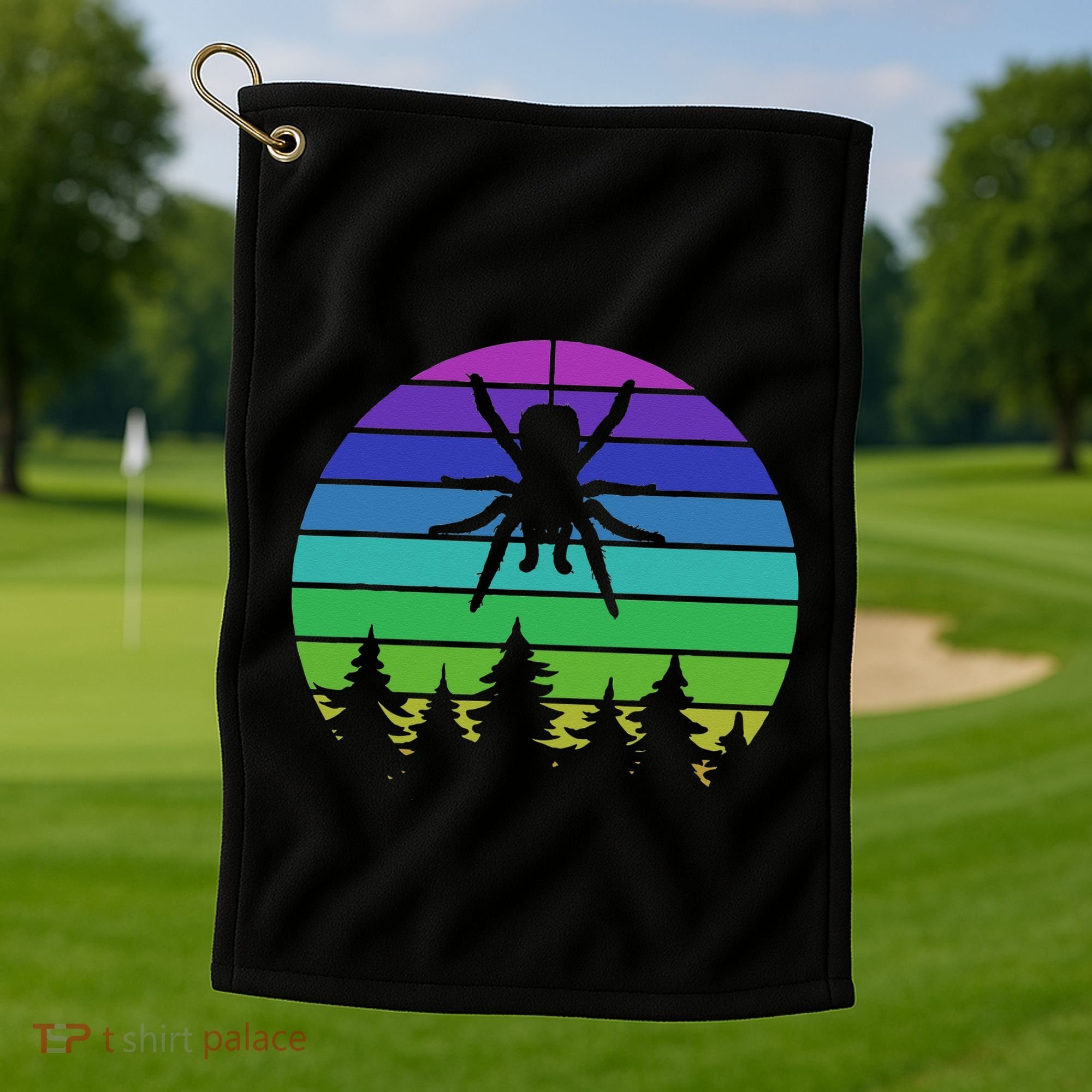 Zoo Keeper Animal Arachnid Cobweb Tarantula Retro Spider Golf Towel