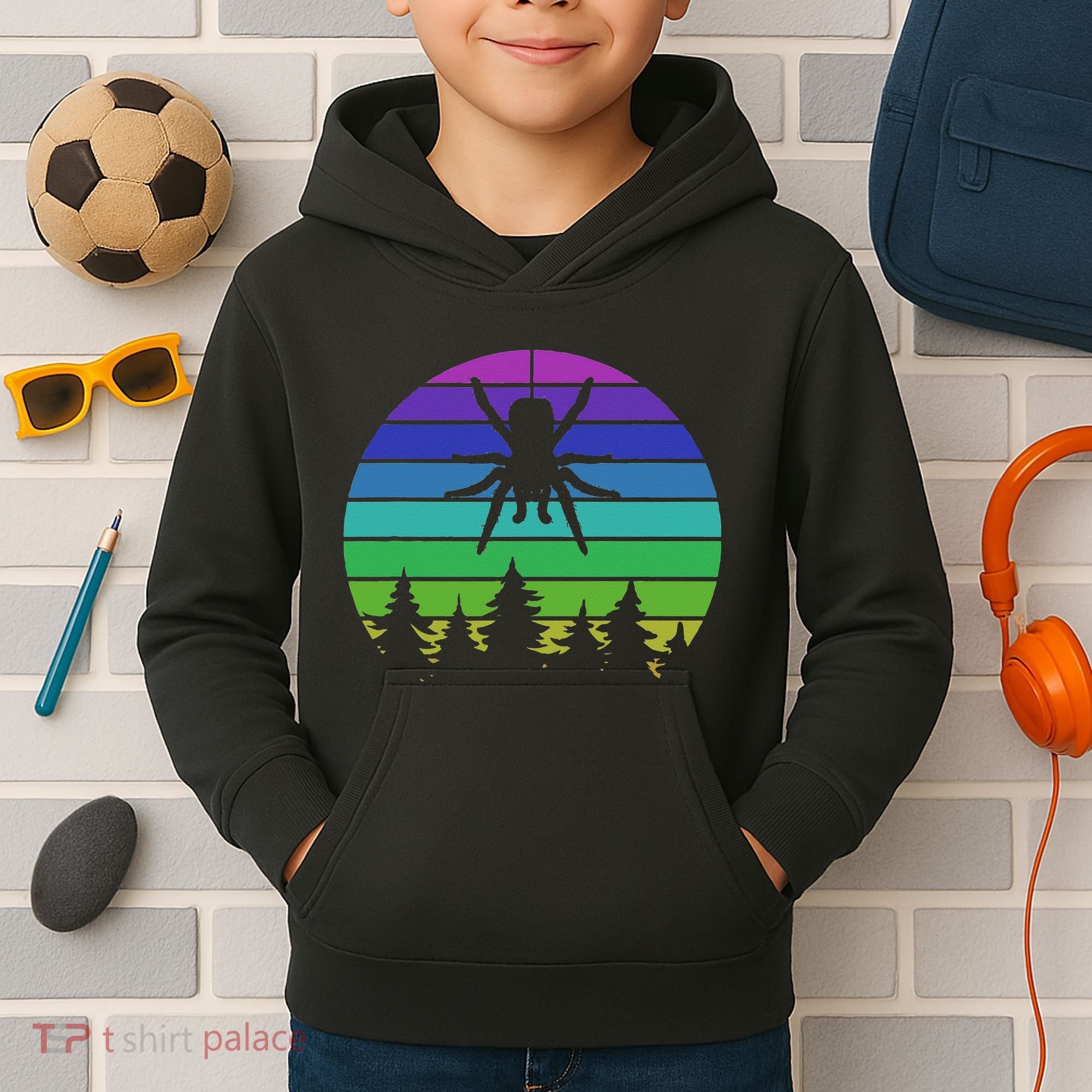 Zoo Keeper Animal Arachnid Cobweb Tarantula Retro Spider Kids Hoodie