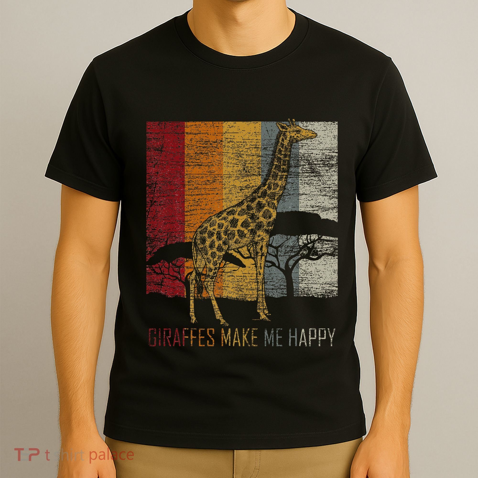 Zoo Keeper Africa Vintage Retro Gift Giraffe T-Shirt