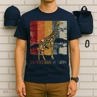 Zoo Keeper Africa Vintage Retro Gift Giraffe T-Shirt thumb 6